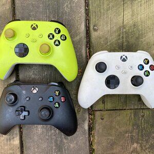 Lot of 3 Microsoft Xbox One Remote Controllers - Black, Volt Green, White